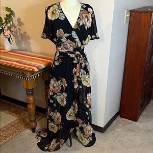 Luxology Black and Floral Dress